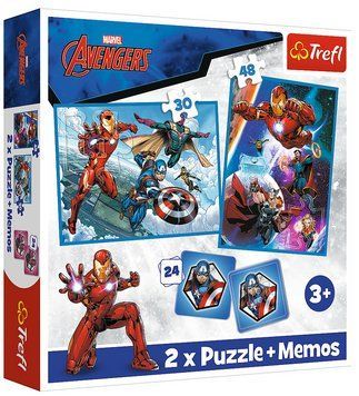 Пазли 2 в 1 + Мемо. Герої в дії. Марвел. Heroes in the action. Avengers 93333 (Trefl) 93333 фото