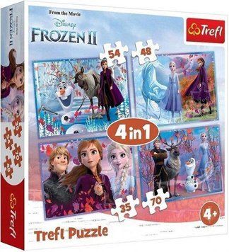 Пазли 4 в 1 Крижане серце-2. Мандрівка у невідомість. Disney Frozen 2. (35,48,54,70 ел.) 34323 (Tref 34323 фото