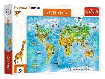Пазли навчальні. Карта світу Українська версія (104 ел.) 15566 (Trefl) 15566 фото