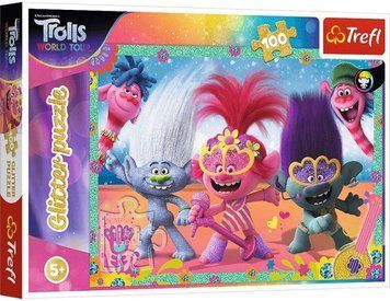 Пазл Glitter - Блискучі Тролі. Universal Trolls World Tour (100 ел.) 14819 (Trefl) 13819 фото