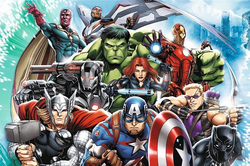 Пазли 4 в 1 Хоробрі Месники. Disney Marvel The Avengers (35,48,54,70 ел.) 34386 (Trefl) 34386 фото