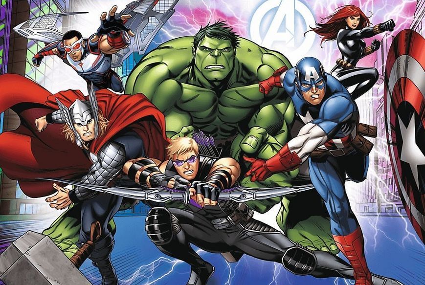 Пазли 4 в 1 Хоробрі Месники. Disney Marvel The Avengers (35,48,54,70 ел.) 34386 (Trefl) 34386 фото