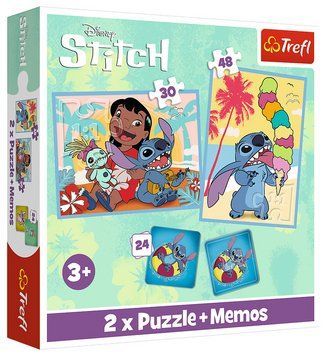 Пазли 2 в 1 + Мемо. Щасливий день Ліло і Стітча. Lilo & Stitch. Happy Lilo&Stitch day 93585 (Trefl) 93585 фото