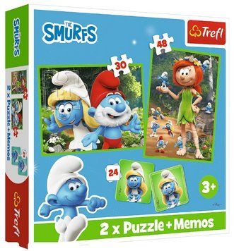 Пазли 2 в 1 + Мемо Smurfs. Смурфикам весело (93656) (Trefl) 93656 фото